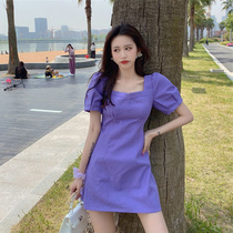 2020 summer dress new womens size purple bubble sleeve skirt goddess fan dress small fragrance temperament wind dress