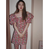 2020 Summer new womens large size goddess fan clothes skirt small fragrance temperament wind za floral slim dress