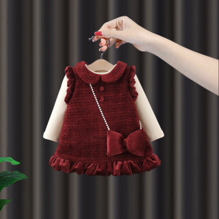 女童连衣裙冬季加绒套装周岁女宝宝礼服婴儿拜年服公主裙新年衣服