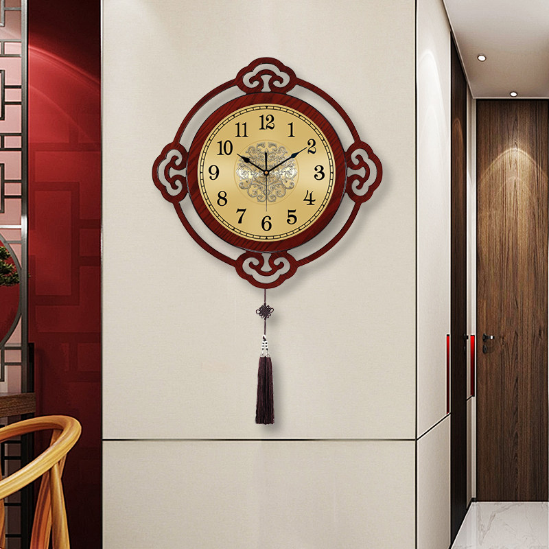 New Chinese hanging bell mute fashion creative living room hanging watch home atmosphere decoration woody clock China wind watches