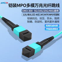 Armored MPO MT multi-mode 10G optical fiber jumper anti-step tensile durable rat-proof 8-core 12-core 24-core MTP LC optical module 40G cable OM3-300 data center cable