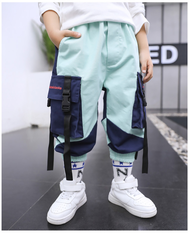 Quần yếm nam 2019 mới xuân hè thu quần đẹp trai trẻ em quần mùa thu quần bé hậu cung thương hiệu thủy triều - Quần quần dài bé gái