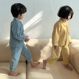 Детская демисезонная хлопковая пижама, тонкий детский лонгслив для мальчиков, нарукавники, комплект