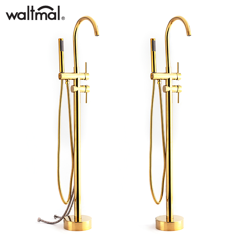 Watma pure copper gold water inlet elbow floor faucet