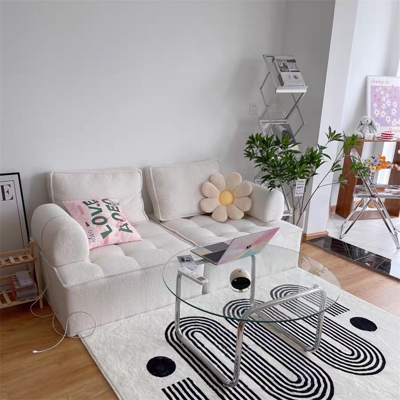 Small Household Type Sloth Sofa Tofu Block Living-room Balcony Rental House Folk Juku Lamb Suede Single Double Cloth Art Composition