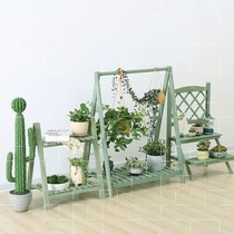 Small space shelf blue retro balcony Nordic style fleshy small ornaments accessories living room