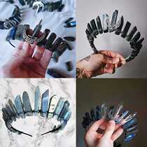 Amazon Natural Gray Labradorite Moon DIY Crown Bridal Tiara Hair Accessories Headband Holiday Gift Europe and America