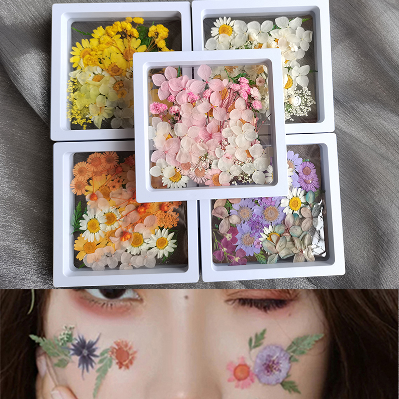 森のメイクアップデカール顔ドライフラワーアクセサリー花嫁の装飾顔メイク小さな花の顔子供ステージネイルアート