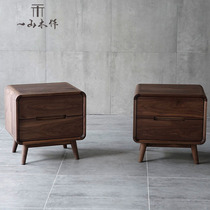 Nordic Full Solid Wood Bed Head Cabinet Modern Minima Black Walnut Wood Main Sleeper Bedroom Oak Lockers Storage Cabinet