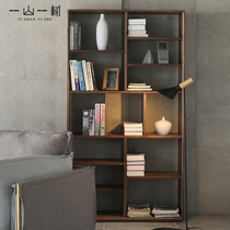 Nordic Solid Wood Bookshelves Black Walnuts Wood Living Room Full Wall Display Cabinet Modern Minimalist Multilayer Combined Book House Shelve