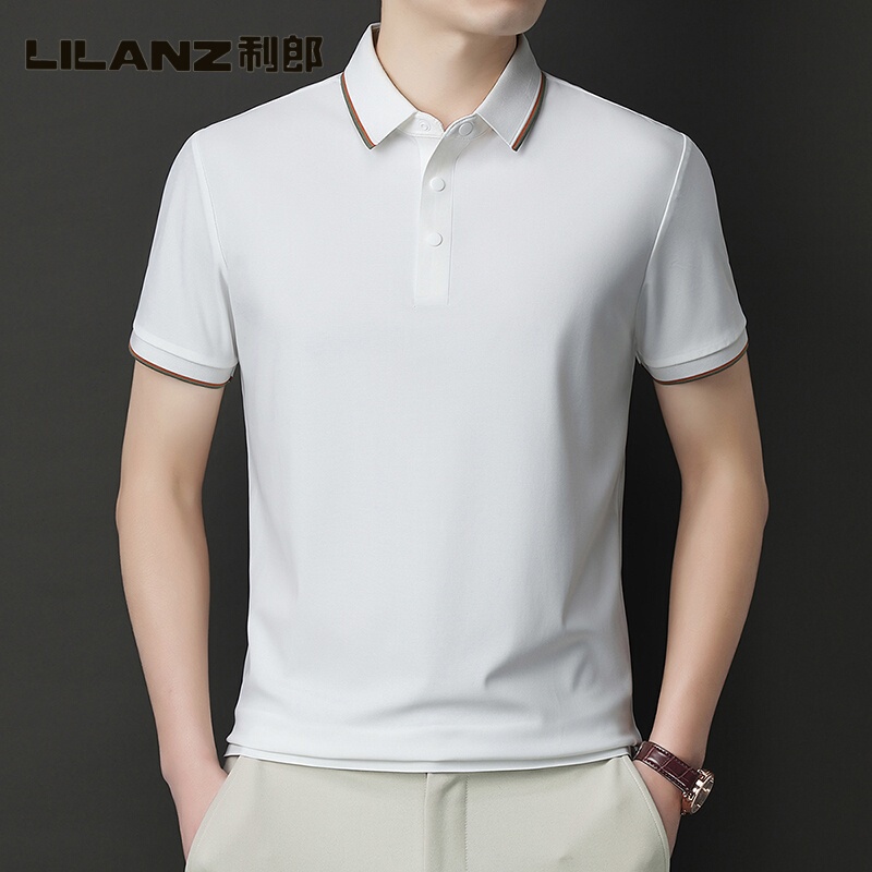 Lilang Summer Short-Sleeved Polo Shirt for Young Men, Seamless, Fashionable, Versatile, Quick-Drying Ice Silk Polo Shirt