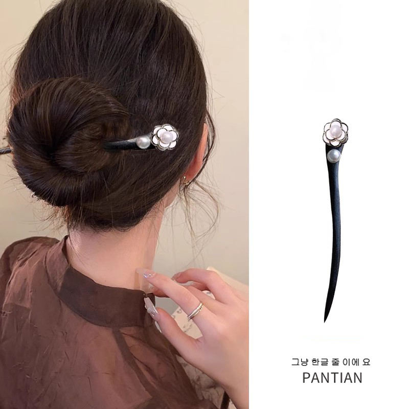 Mountain Tea Flowers Hair Hairpins ~ Small Scents Sandalwood Hairpins Women Senior Sensation New Chinese Dish Hairpin Hairpins Antique Wind Hanfu Hairpin-Taobao