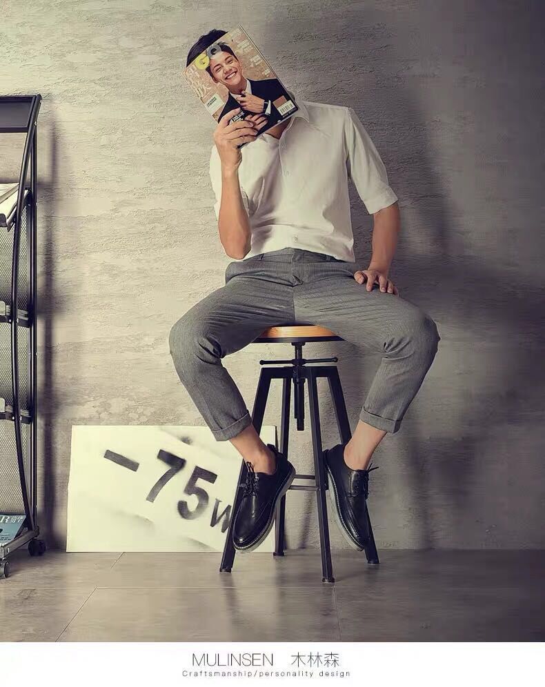 Giày da Mu Linsen Giày da nam thấp cổ tròn mùa hè thoáng khí Giày thông thường Anh retro Giày nam Bullock - Giày thấp giày sneaker tăng chiều cao nam