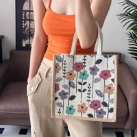 Маленькая вертикальная версия [Цветок колокольчика] Версия с магнитной пряжкой Улучшенная хлопковая сумка