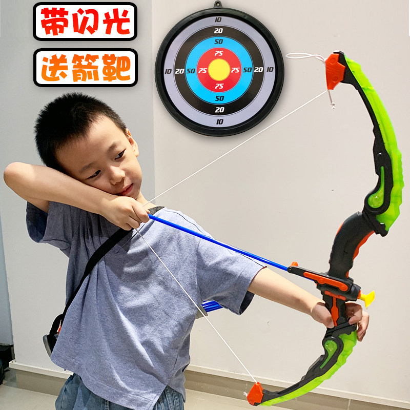 Children's bow and arrow toy large flash crossbow arrow shooting set Archery suction cup target safety traditional outdoor boy
