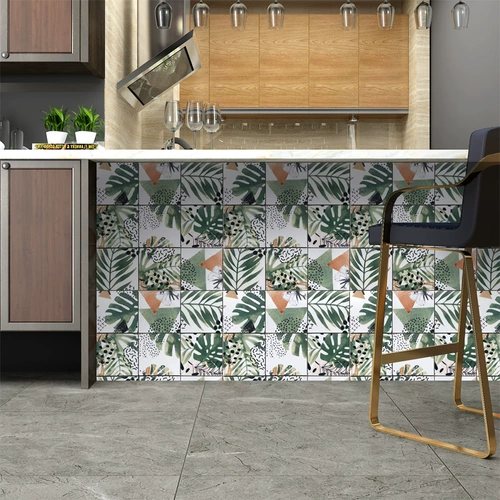 装伴 Гексагональная плитка зеленого растения, шестиугольная плитка, кухонная туалет, шестиугольный художественный фильм на балконе