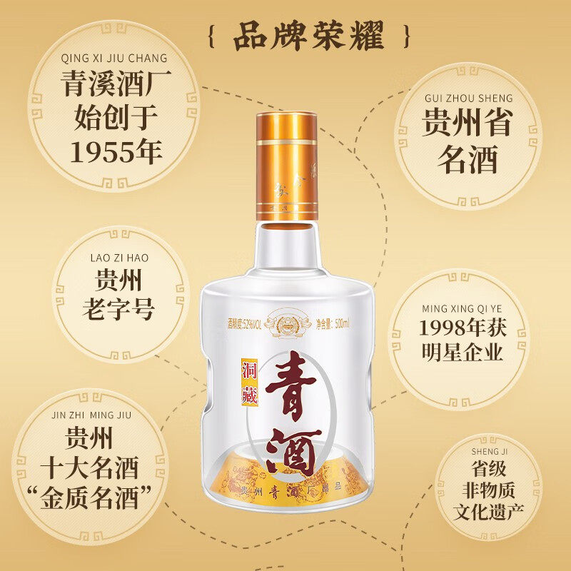 官方正品】贵州青酒洞藏5年浓香型白酒整箱52度粮食酒500ml*6评价- 淘宝网