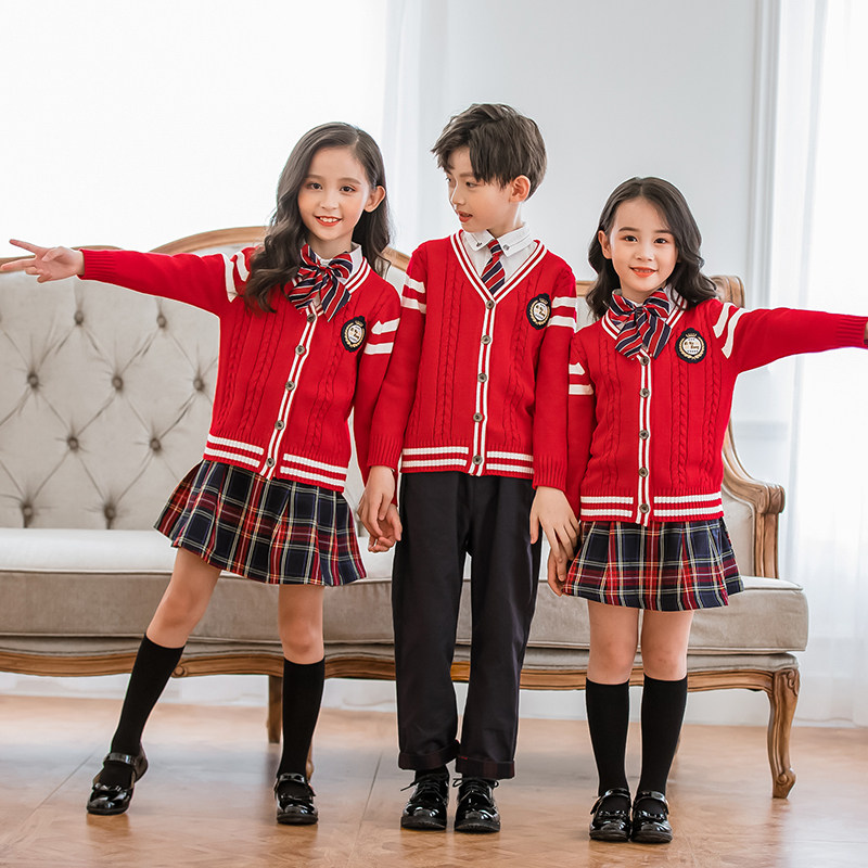 Kindergarten uniforms spring and autumn winter clothing children's fashion Korean version suits college style red class uniforms primary and secondary school uniforms