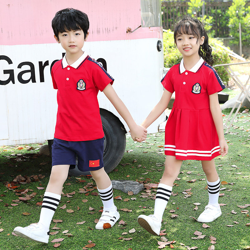 New kindergarten uniforms summer short-sleeved suits primary school uniforms children's graduation costumes class uniforms teacher clothing