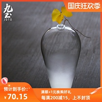 Nine Earth creative glass vase home dining table living room flower arrangement Japanese Zen transparent frosted hydroponic flower Ware