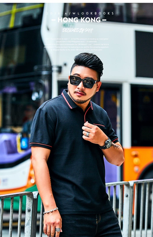 Áo thun nam tay ngắn màu mỡ Cộng với người đàn ông béo mập XL