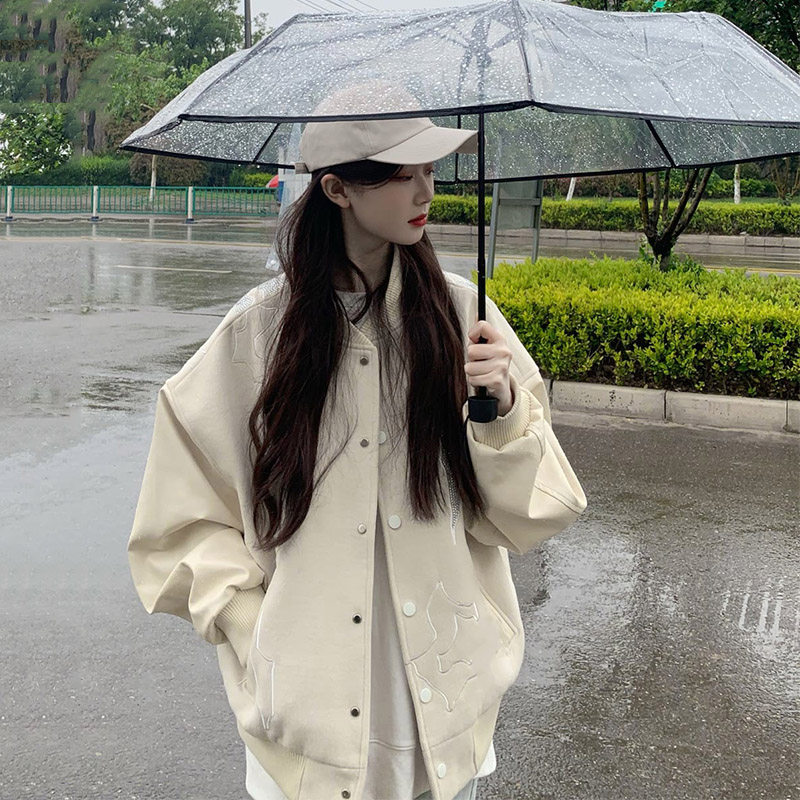 National tide hot drill baseball uniform women's 2022 autumn and winter new American vintage high street coat plus cotton thick high-end sense