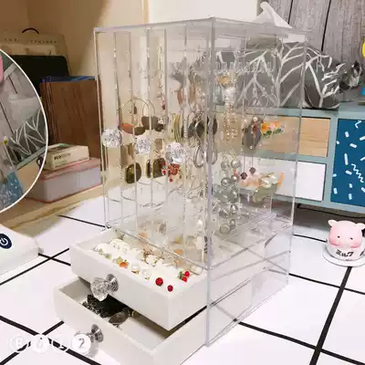 High-end earrings European-style functional transparent necklace capacity multi-function storage shelf high ear needle box display dust-proof big head