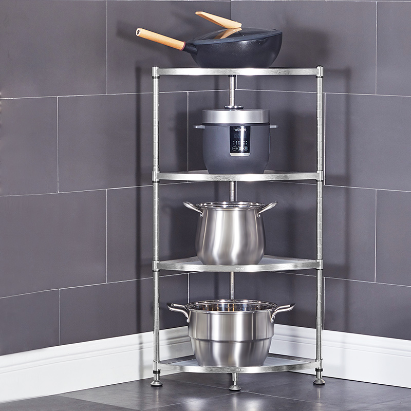 304 Stainless Steel Kitchen Triangle Shelving Corner Wall Corner floor multilayer home Saucepan Shelf Pan with storage