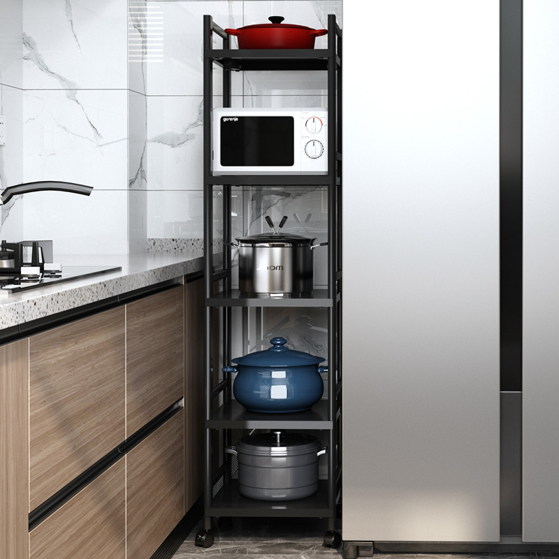 Kitchen stainless steel pot rack crevice gap shelf Household floor multi-layer storage removable refrigerator side