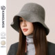 Kanglmos Autumn and Winter Wool Knitted Fisherman Hat for Women, High-End Face-Covering Bucket Hat, Face-Slimming Felt Cloche Hat