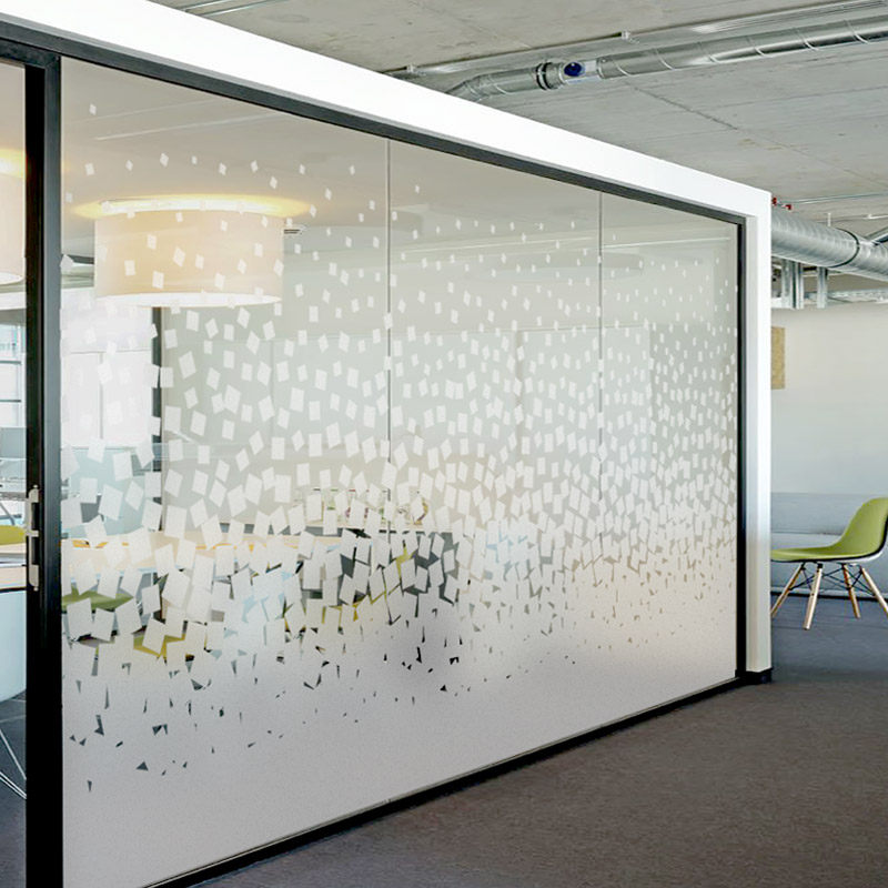 Office modern minimalist mosaic glass film electrostatic frosted texture partition decoration transparent hollow sticker
