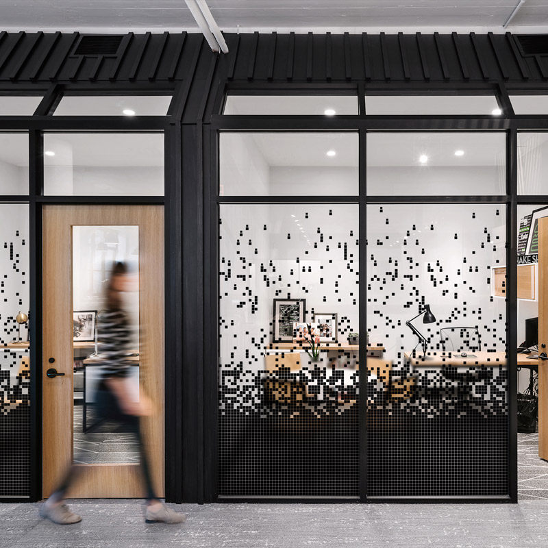 Creative Black Mosaic Office Static Transparent Glass Cling Film Partition Decoration Frosted Stickers Company Customized