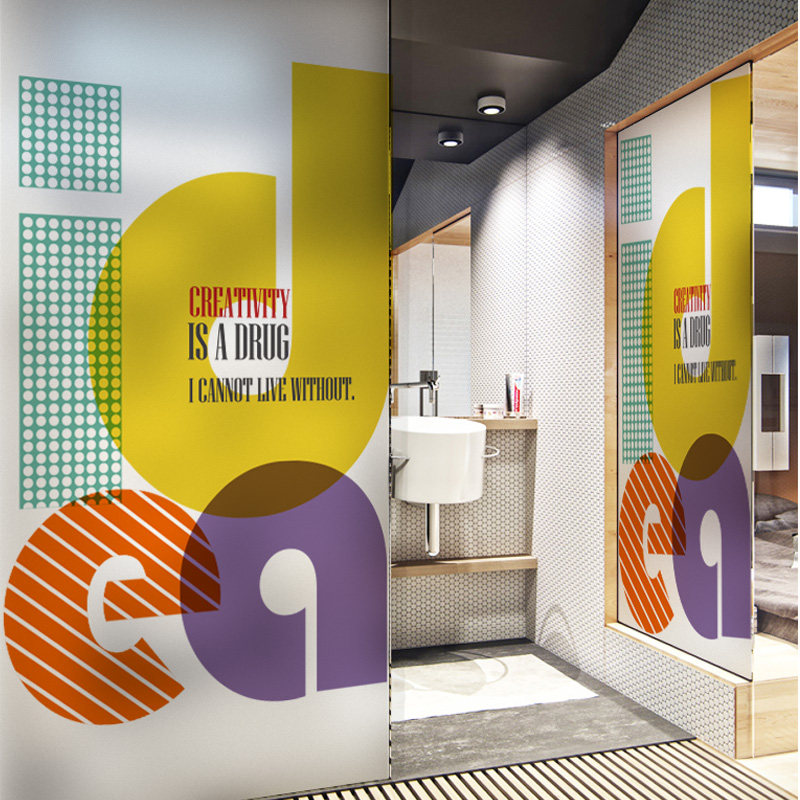 English office doors and windows decorated glass fixture transparent polished fracture static commercial partition tape-free stickers