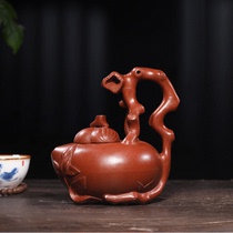 Yixing purple clay pot famous Han Yun pure handmade purple clay pot Fu Shou Liang pot old purple clay pot kung fu tea set