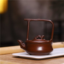 Yixing purple clay pot famous pure handmade single pot small capacity bamboo lifting beam pot teapot tea cup antique old pot