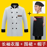 Лонгслив, белый фартук, шапка