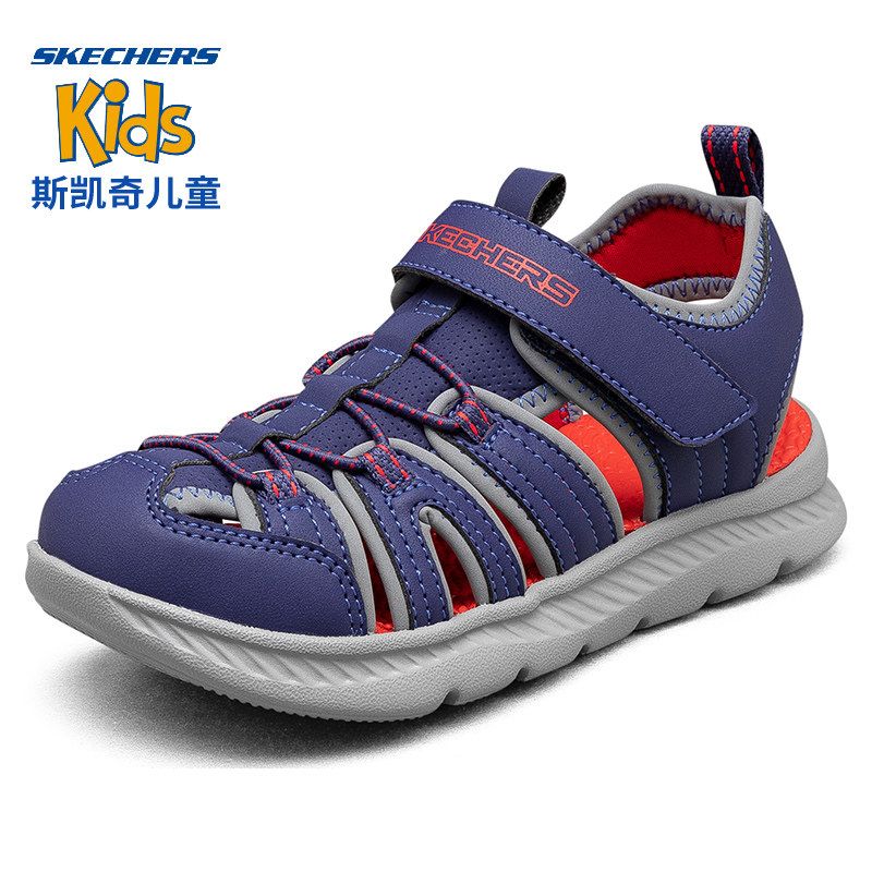 Skechers boys' shoes Velcro toe cap sandals official flagship big children's shoes light and breathable beach shoes casual shoes