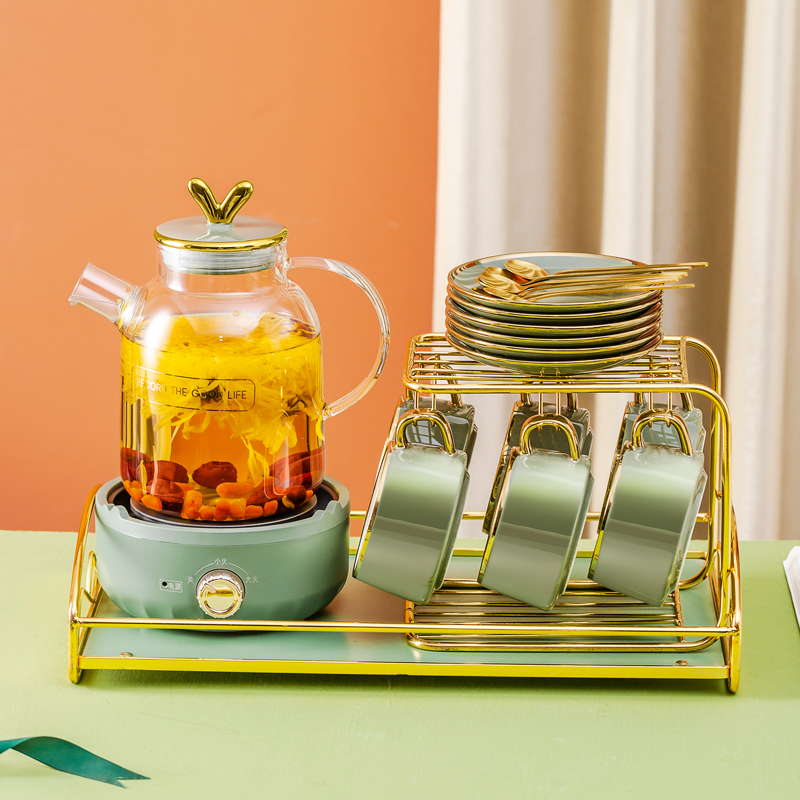 Light luxury high-end teacup fruit teapot boiled fruit tea flower tea tea set electric ceramic stove tea maker tea making electric tea stove