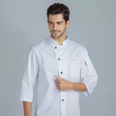 Chef uniform men's seven-point sleeve Chinese style dining hall kitchen large size breathable net chef uniform sleeve