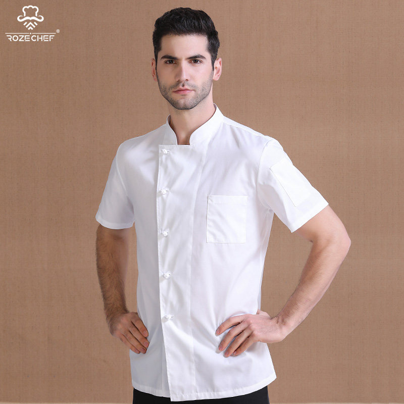 RozeChef Long Sleeve Chef Clothing Customised Men And Women Short Sleeves Thin Breathable Hotel Hotel Post-kitchen Kitchen Summer