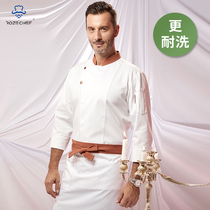 RozeChef new chef work clothes mens short sleeve long sleeve size thin summer kitchen Hotel customization