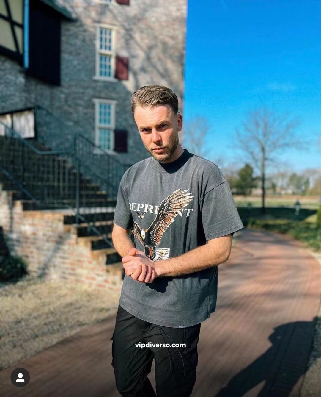 Correct version of 22SS new represent eagle old short-sleeved T-shirt round neck high street men and women with the tide