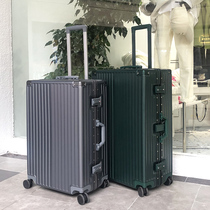 Lone wolf business suitcase female aluminum frame trolley case male strong and durable suitcase password leather case boarding case