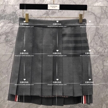 Thom Browne skirt 19SS spring and summer new TB gray pleated striped asymmetrical short skirt