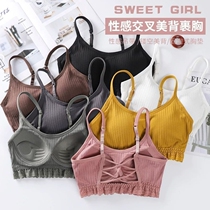 Beauty back net red hot style seamless micro-gather no steel ring bra lace camisole one-piece tube top anti-glare