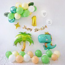 ins forest dinosaur balloon cartoon childrens first birthday decoration baby party background wall scene layout