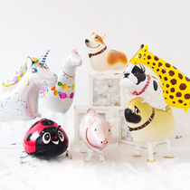 Net red walking balloon cartoon standing giraffe walking pet tremolo shape balloon birthday party decorations