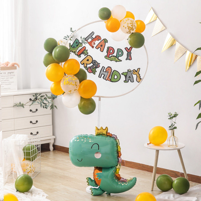 Ins balloon column boy birthday decoration baby children one year old dinosaur party background scene arrangement