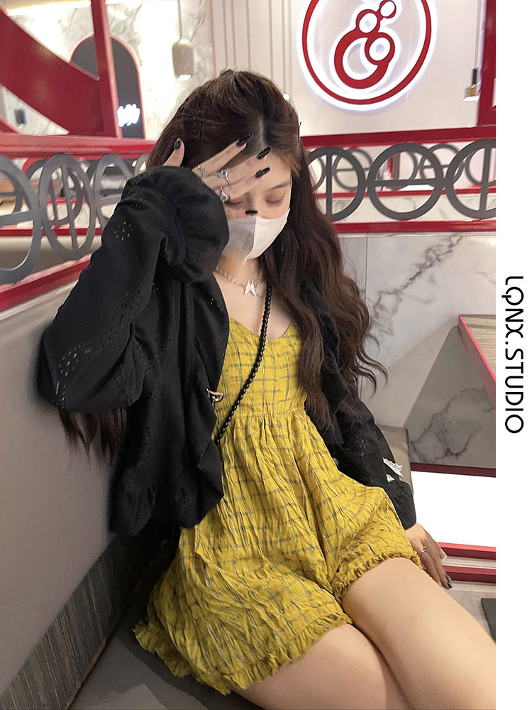 2023 NEW SUMMER WAIST CINCHED THIN LITTLE JUMPSUIT WOMENS PLEATED VERSATILE FOREIGN PLAID SUSPENDER HAKAMA