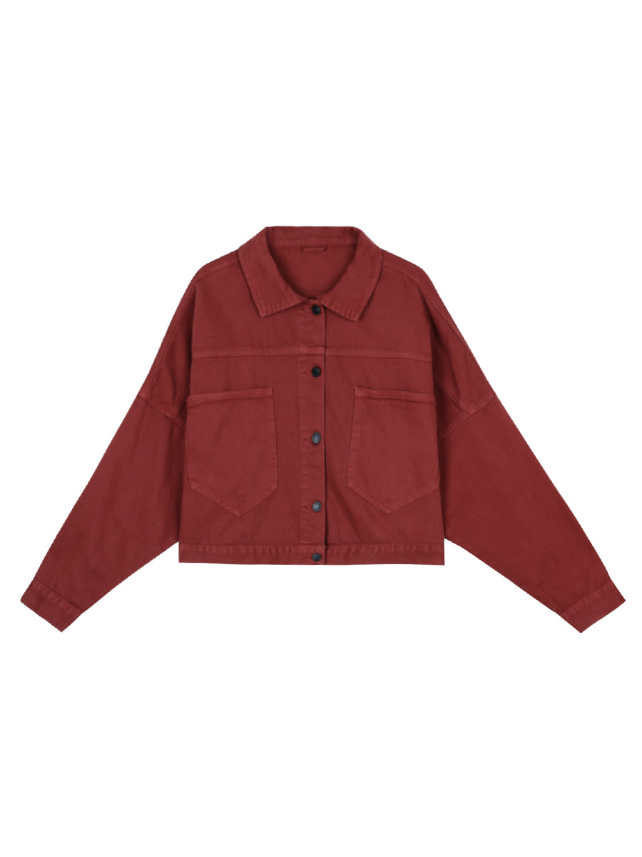 2024 AUTUMN NEW SALT DENIM SHORT JACKET WOMENS LOOSE SLIM AGE REDUCTION LONG SLEEVE RED JACKET TREND